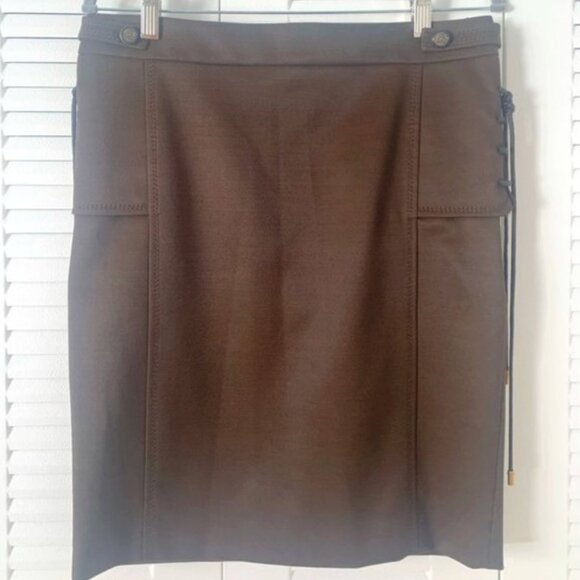Gucci Elsa Skirt by Frida Giannini Brown Wool Lace-Up Detail IT 44 NWT - Picture 5 of 9